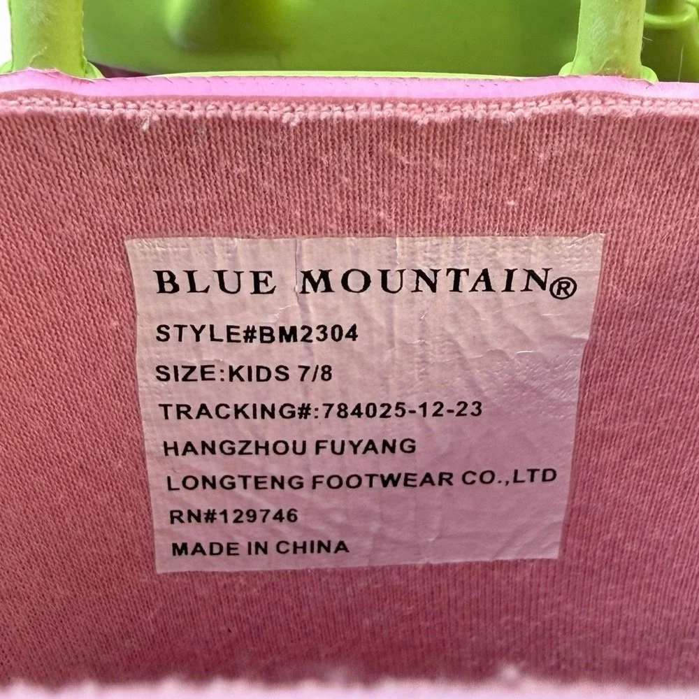 Blue Mountain Kids Strawberry Print Pink Lime Green Rubber Rain Boots BM230 13/1